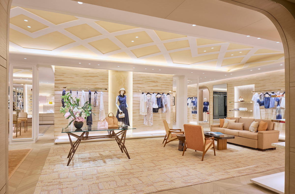 Ready-to-wear floor beneath a coffered ceiling, Louis Vuitton Harrods